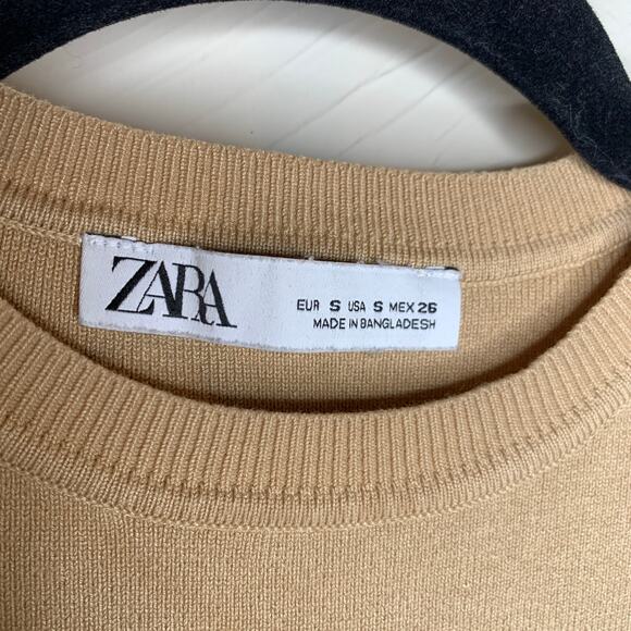 Zara Tan Sweater Vest Crop Top Shell Sz Small - Picture 7 of 8